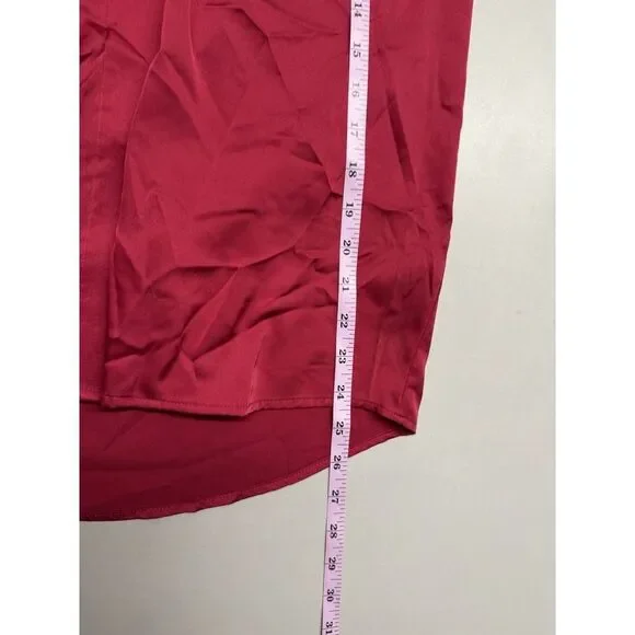Andrea lyamah Red Vana Satin Button-Front Shirt.Saks Fifth Avenue. Sz S. NWT - Picture 2 of 13